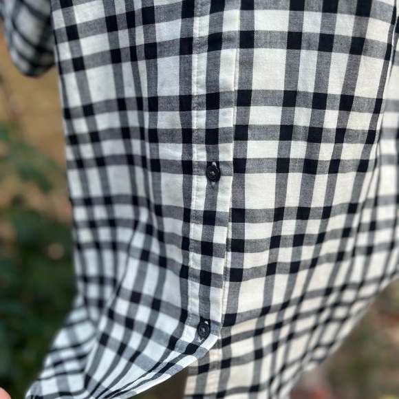 Madewell Checkered Collared Top, Blk & Cream, Medium, EUC - Picture 5 of 9